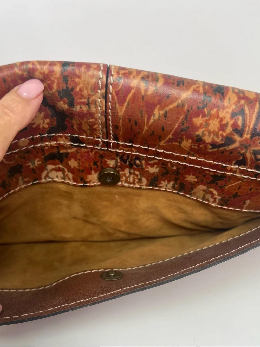 Patricia Nash Italian Leather Floral Blooming Romance Clutch Bag Warm Fall Color